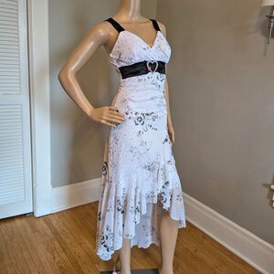 Vintage Y2K Taboo Floral Midi Dress, Rhinestone Embellishment, Fairycore, Size S